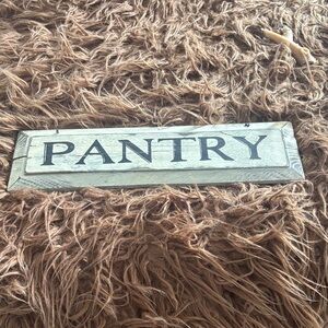 Pantry Wooden Wall Sign Cream/Black. Wire hanger. 6”x21”